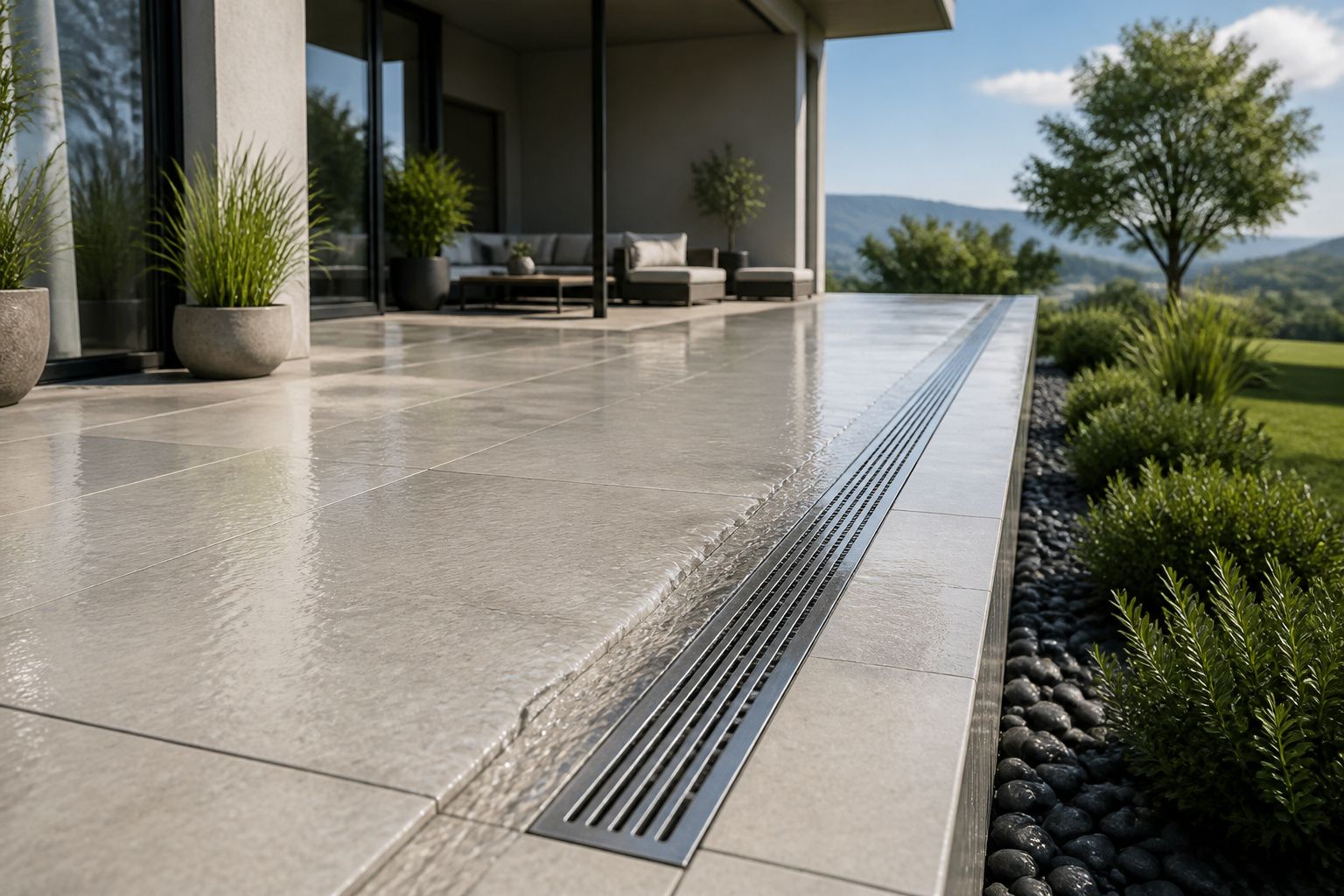 Caniveau terrasse : évacuation et protection extérieure