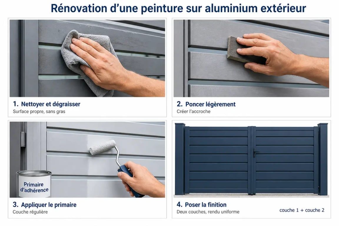 Peinture sur aluminium extérieur : préparation, primaire d’adhérence et finition en 4 étapes