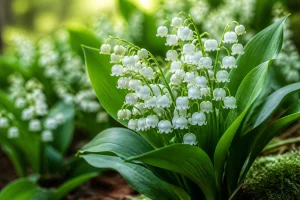 Muguet printanier en gros plan