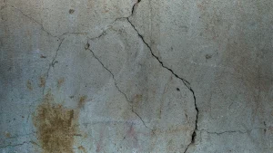 Gros plan sur une fissure dans un mur enduit